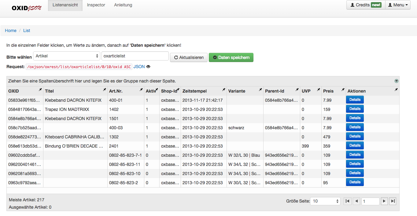 Erweiterung REST-API oxidjson