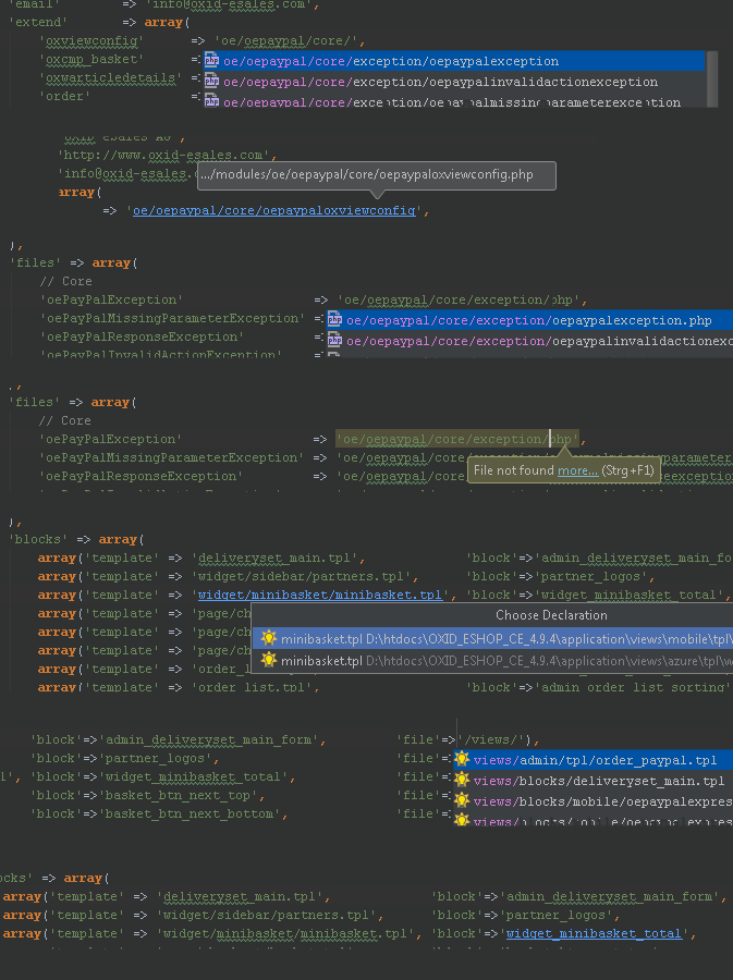 OXID Plugin für phpStorm