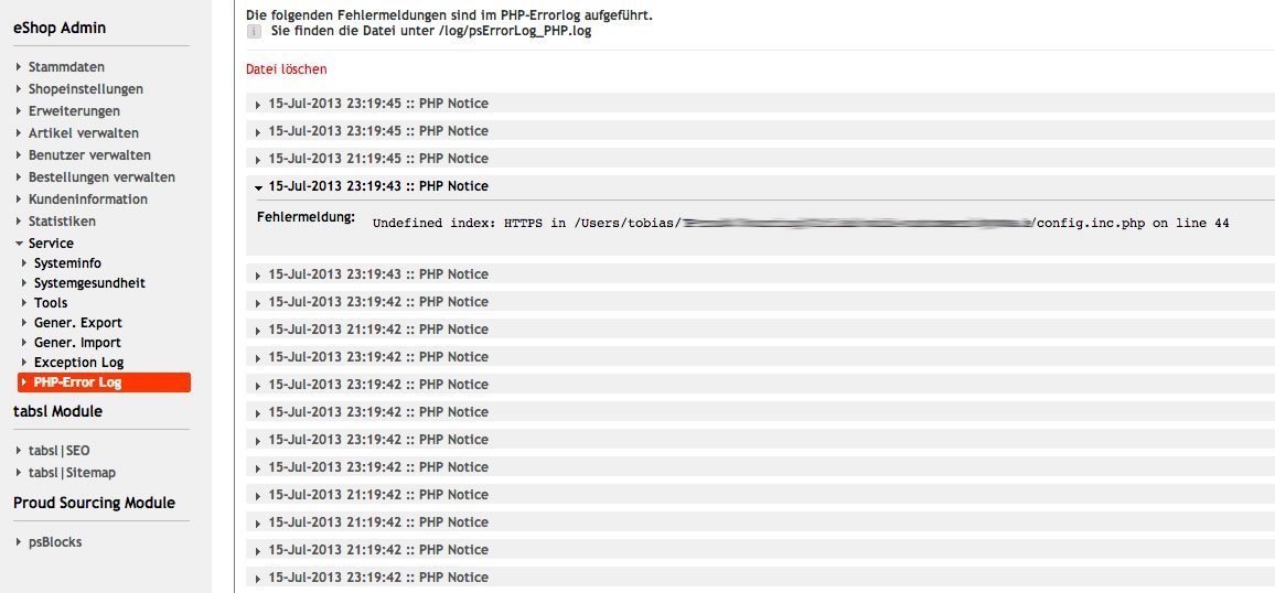 psErrorLog – kostenloses Modul für PHP-Fehler