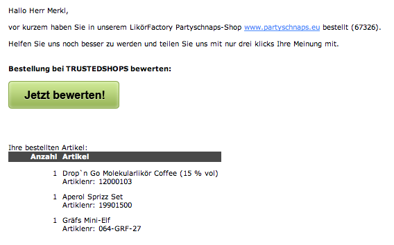 Trusted Shops Bewertungsemails automatisieren