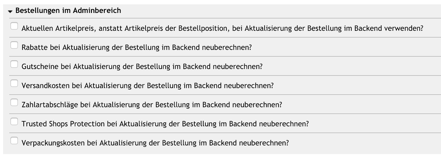 Änderungen an bestehenden OXID Bestellungen